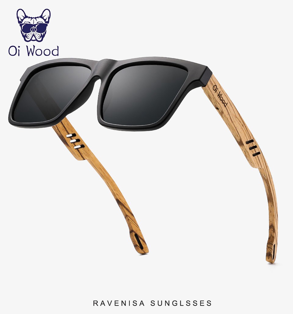 Oi Wood Polarized Square Sunglasses Men UV400 Mirror Sport Driving Glasses