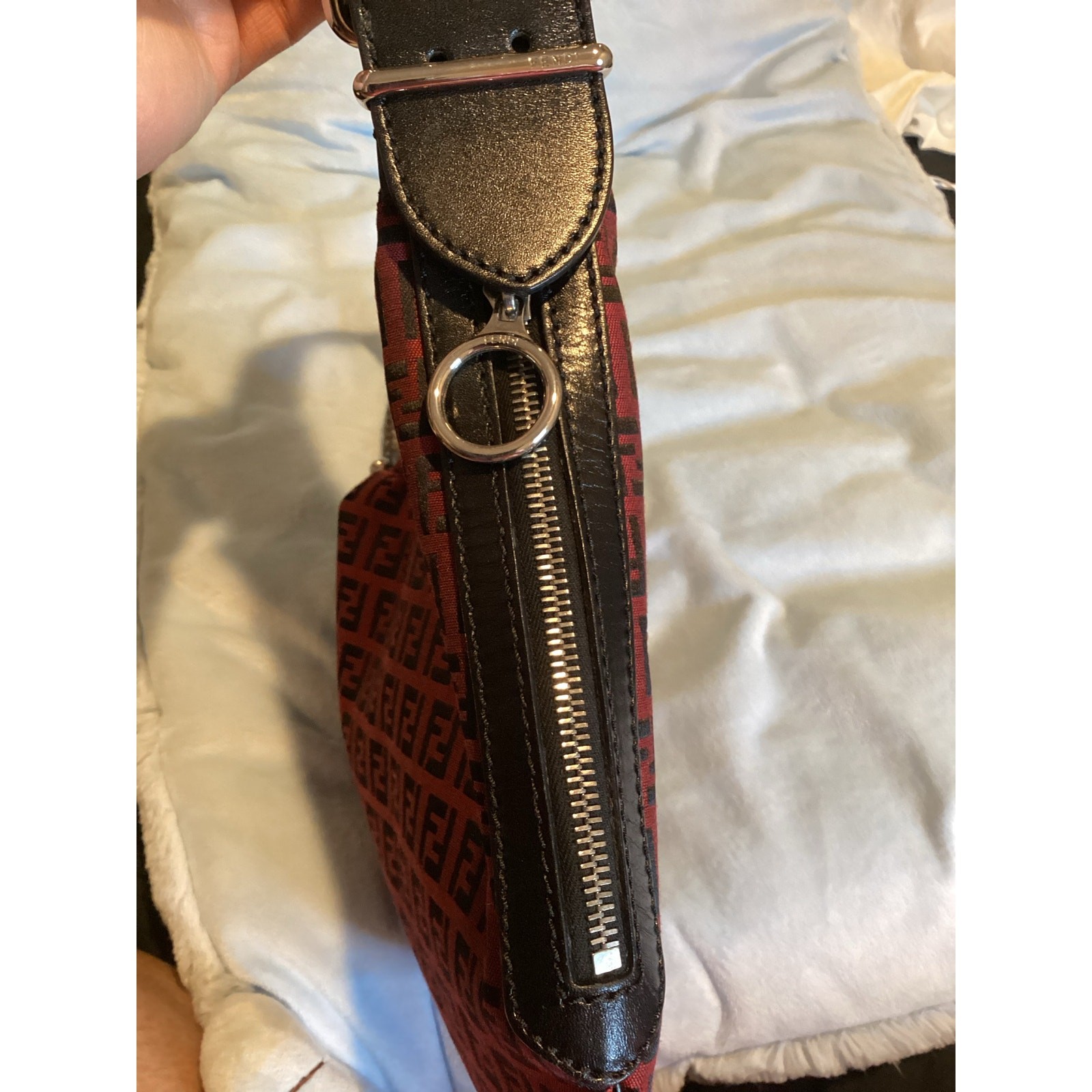 FENDI Zucchino Oyster Canvas Shoulder Bag