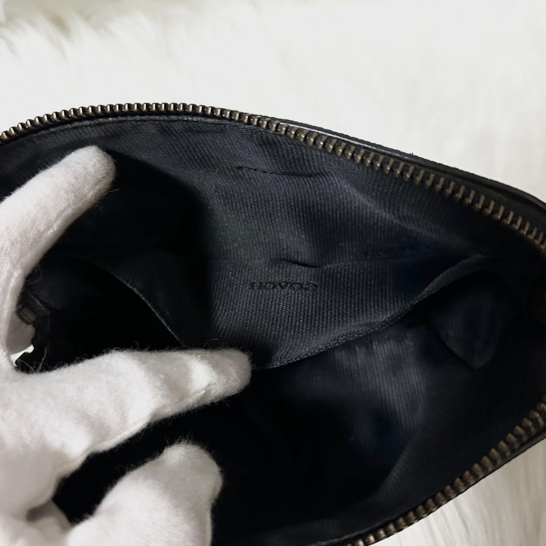 COACH Leather Pouch Multi case Allover Pattern Logo Black