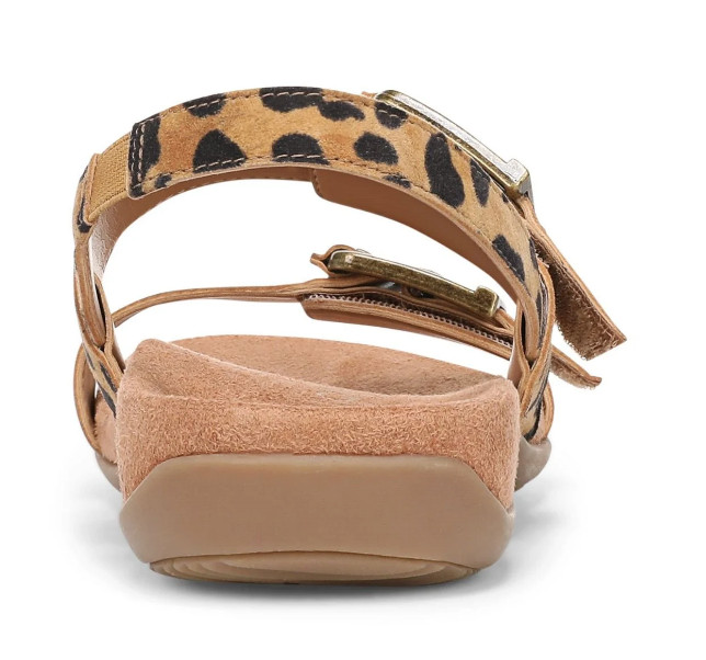 VIONIC Reese Slingback Sandal – Tan Leopard Print Suede, Medium (NEW)