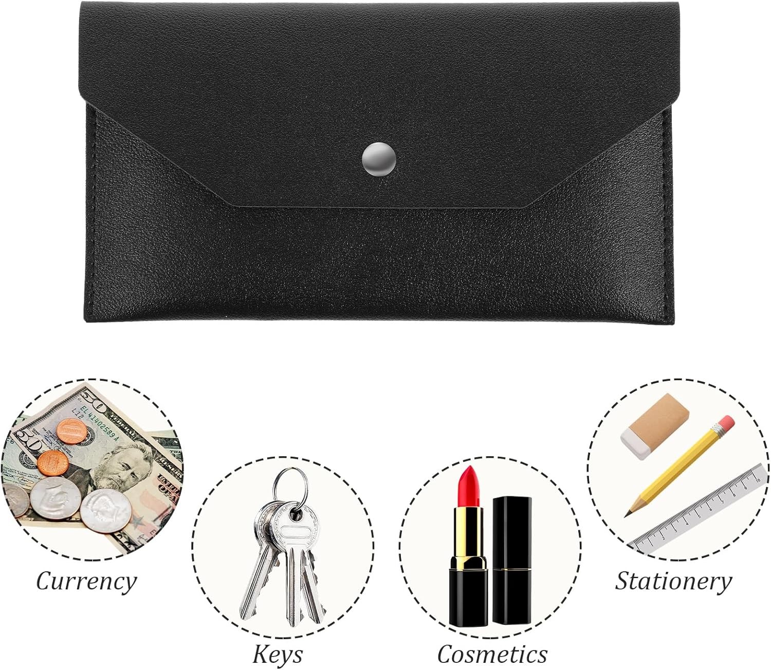 PU Leather Cash Envelope Wallet – Reusable Money Wallet & Pouch for Travel
