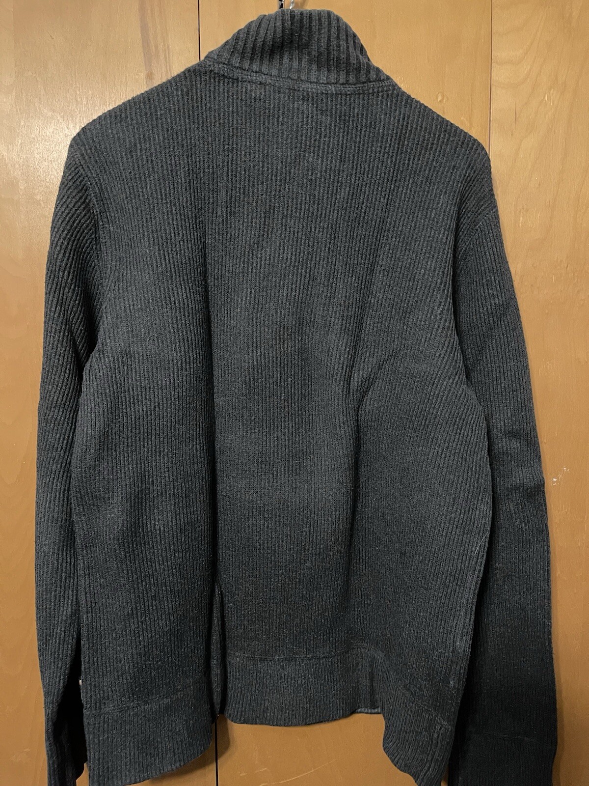 EDDIE BAUER SIGNATURE COTTON QUARTER ZIP MEN CHARCOAL CHEST STRIPE SWEATER SMALL