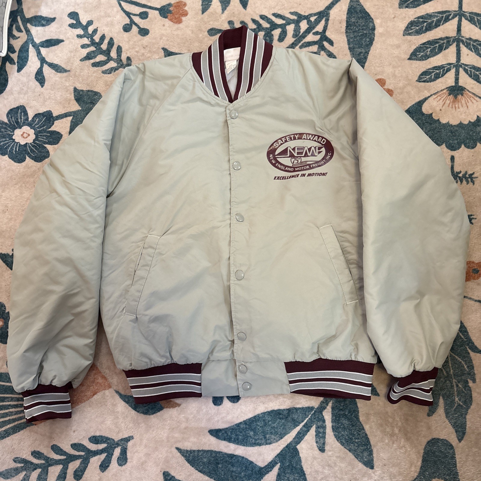 Vintage Hartwell Bomber Jacket Men M Gray Mack Truck New England Safety Award