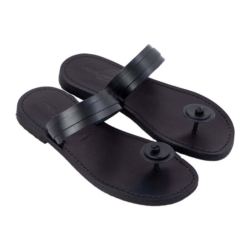 Sandals Men’s Flip Flops Black IN Leather Size 40-41-42-43-44-45-46