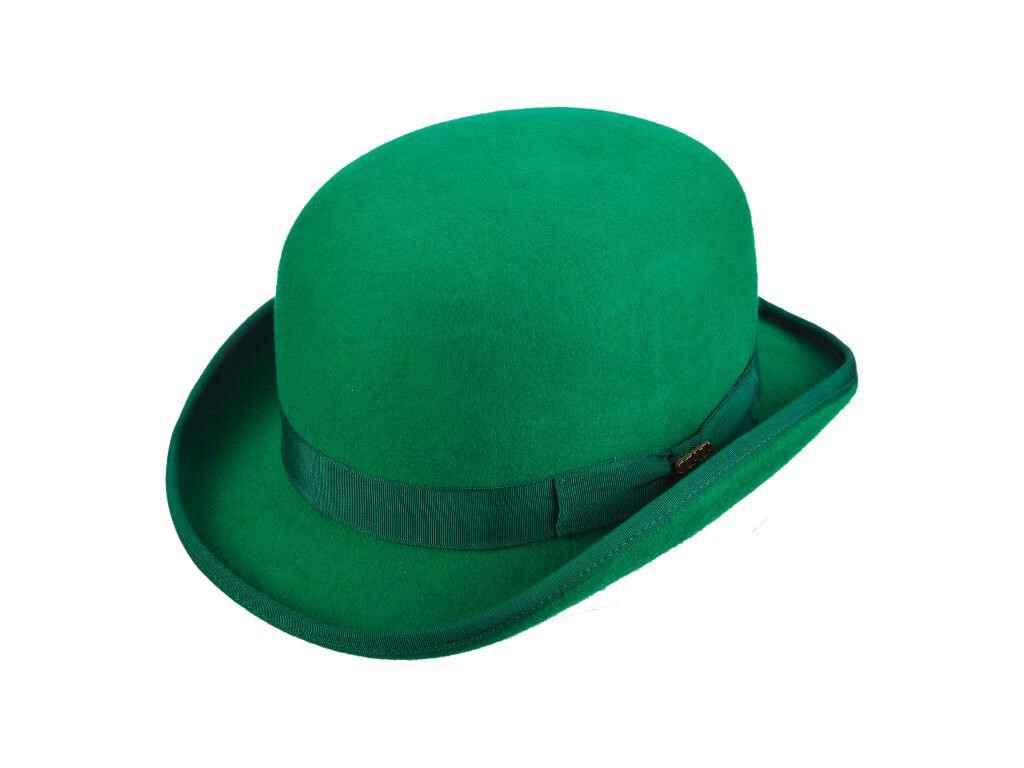 “St Patrick’s Day” Low Crown Lined Wool Felt Bowler by Scala, Color Kelly Green