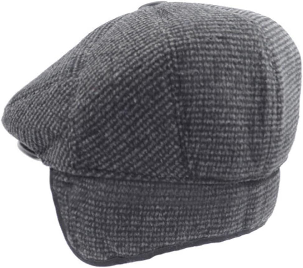 Men’S Winter Flat Cap with Ear Flaps Wool Warm Newsboy Hat Derby Tweed Irish Cap