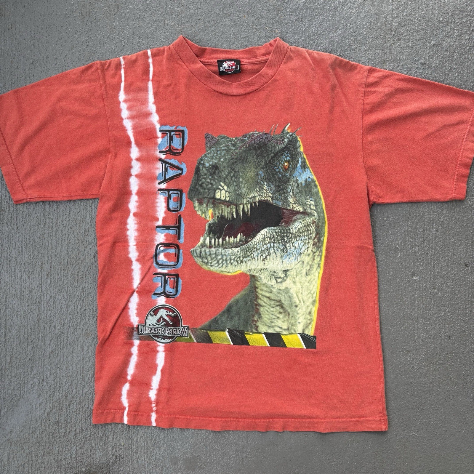 Vintage Jurassic Park III 2001 Raptor Dinosaur Tie Dye Shirt Medium