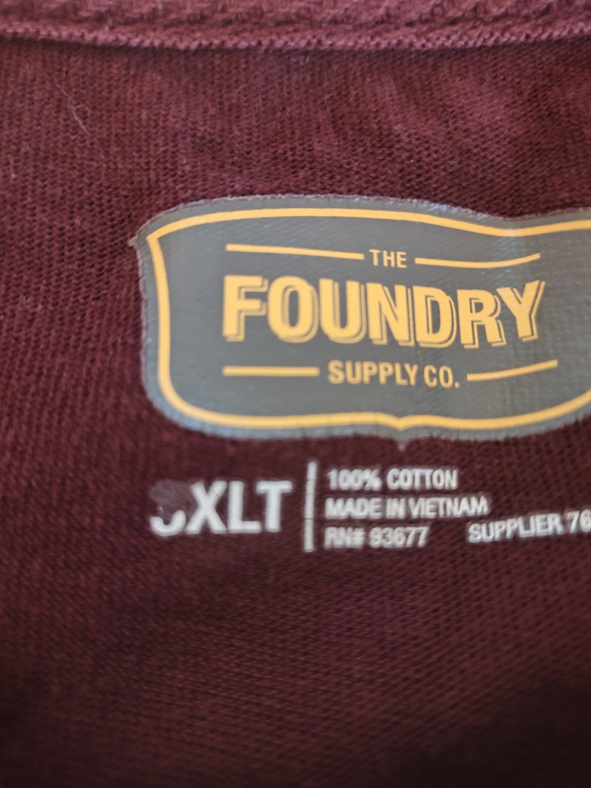 The Foundry Supply Co. Shirt Mens 3XLT Red Thermal Henley Long Sleeve Big Tall