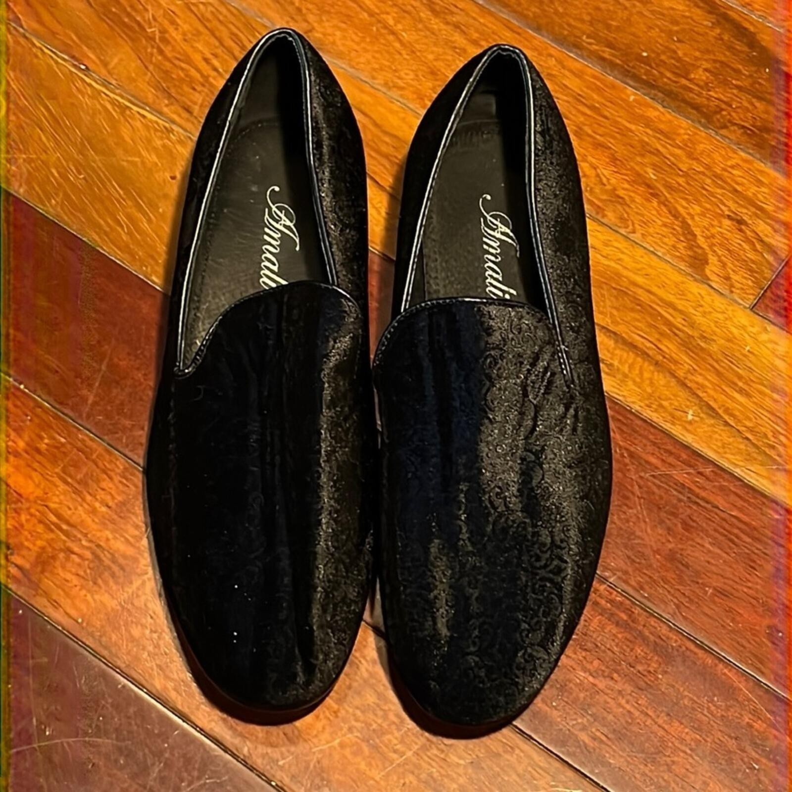 Mens VGUC Amali Vincent Velvet Smoking Slipper / Loafer size 9.5