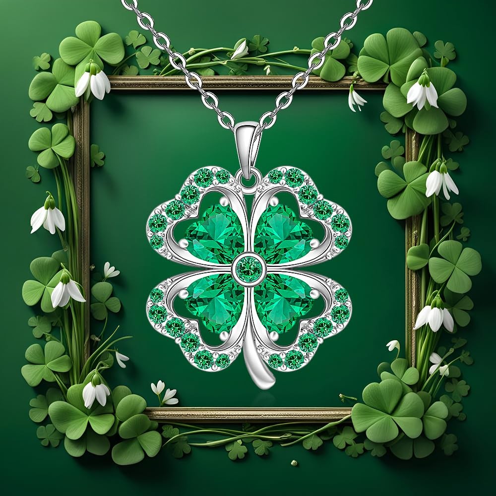 Talonior Shamrock Necklace St Patricks Day 0.86×0.9 inch, Green