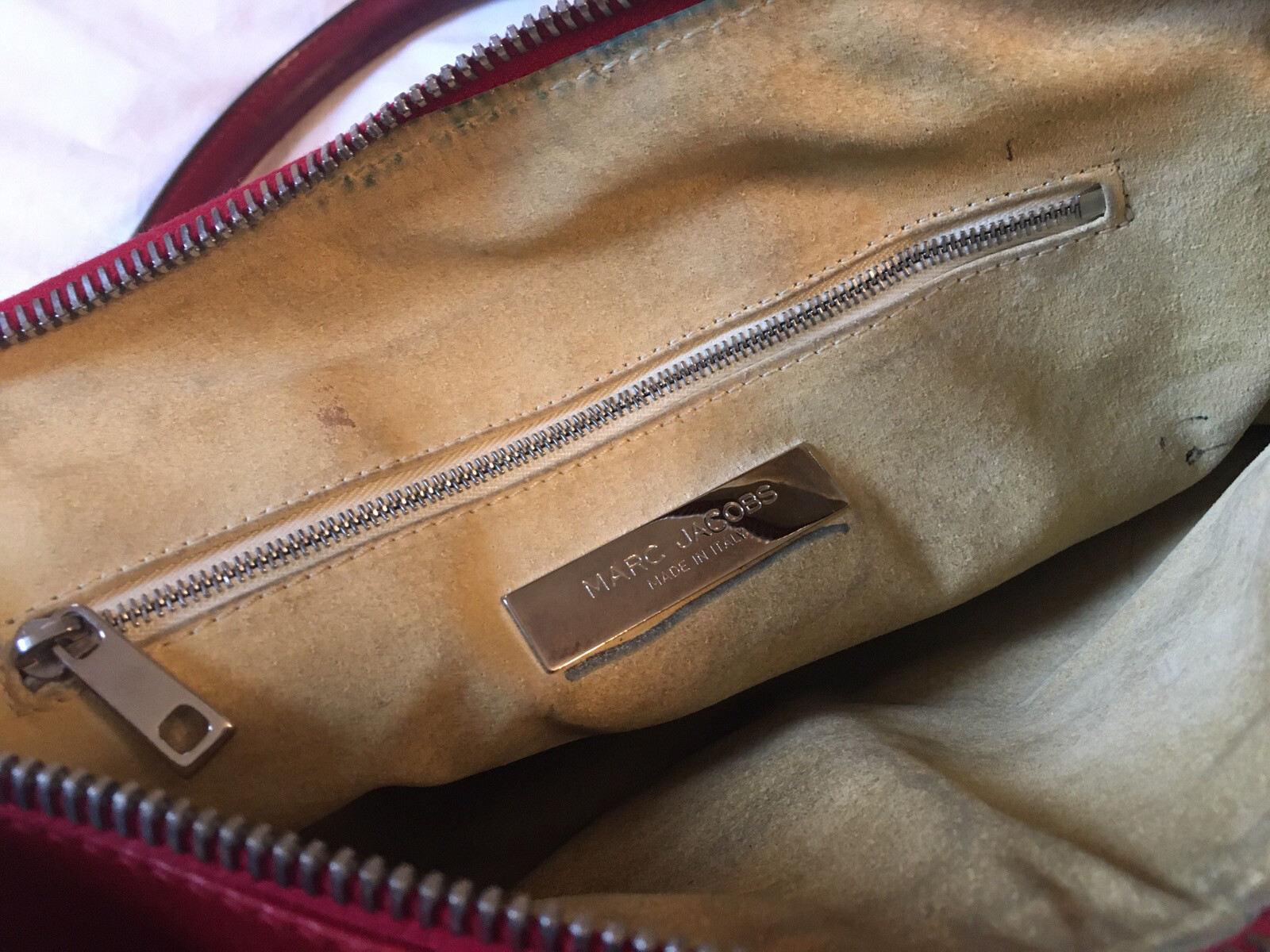 MARC JACOBS Multi-pocket Push Lock Red Leather Satchel Purse Bag