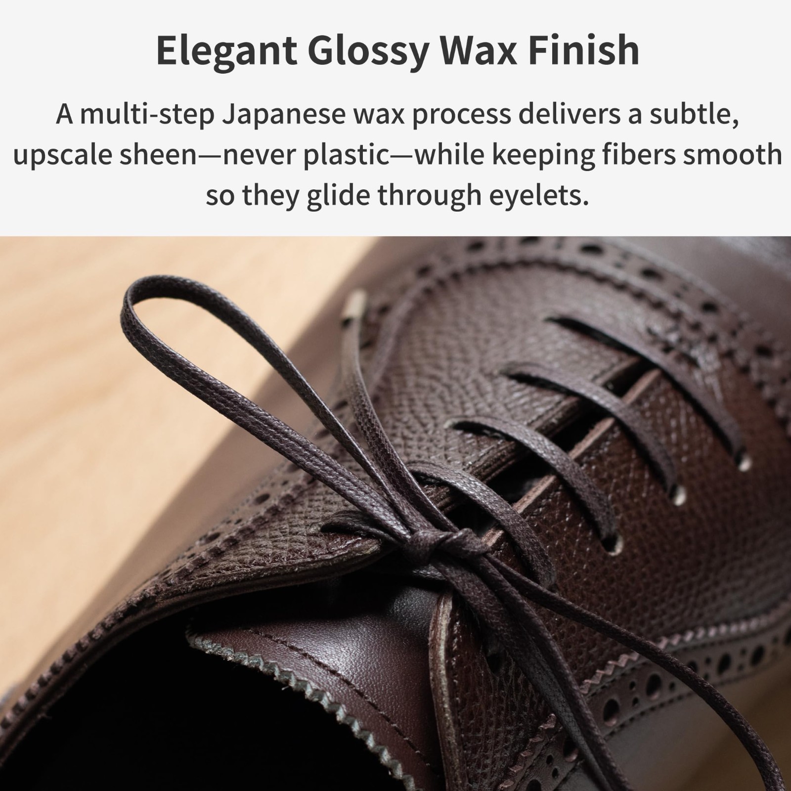 Glossy Waxed Cotton Flat Shoelaces 1/8″ (3mm) with Metal Tips – Dress Shoe Laces