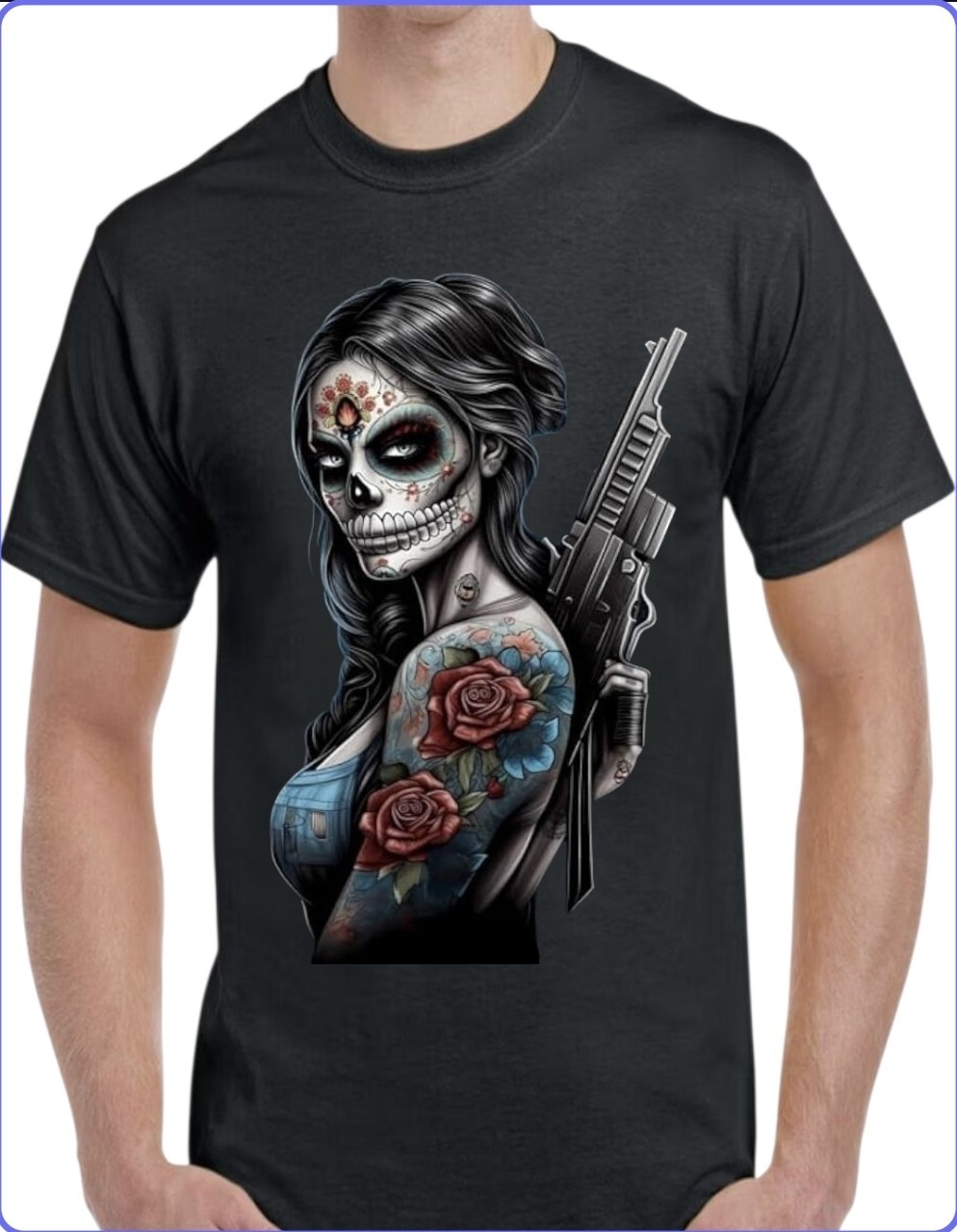 Sugar Skull Catrina Black Men’s T-Shirt Small To 3X-Large Style 13
