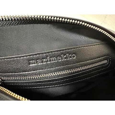 Marimekko KARLA Black Leather Shoulder Bag Crossbody Women 12.6in 18cm