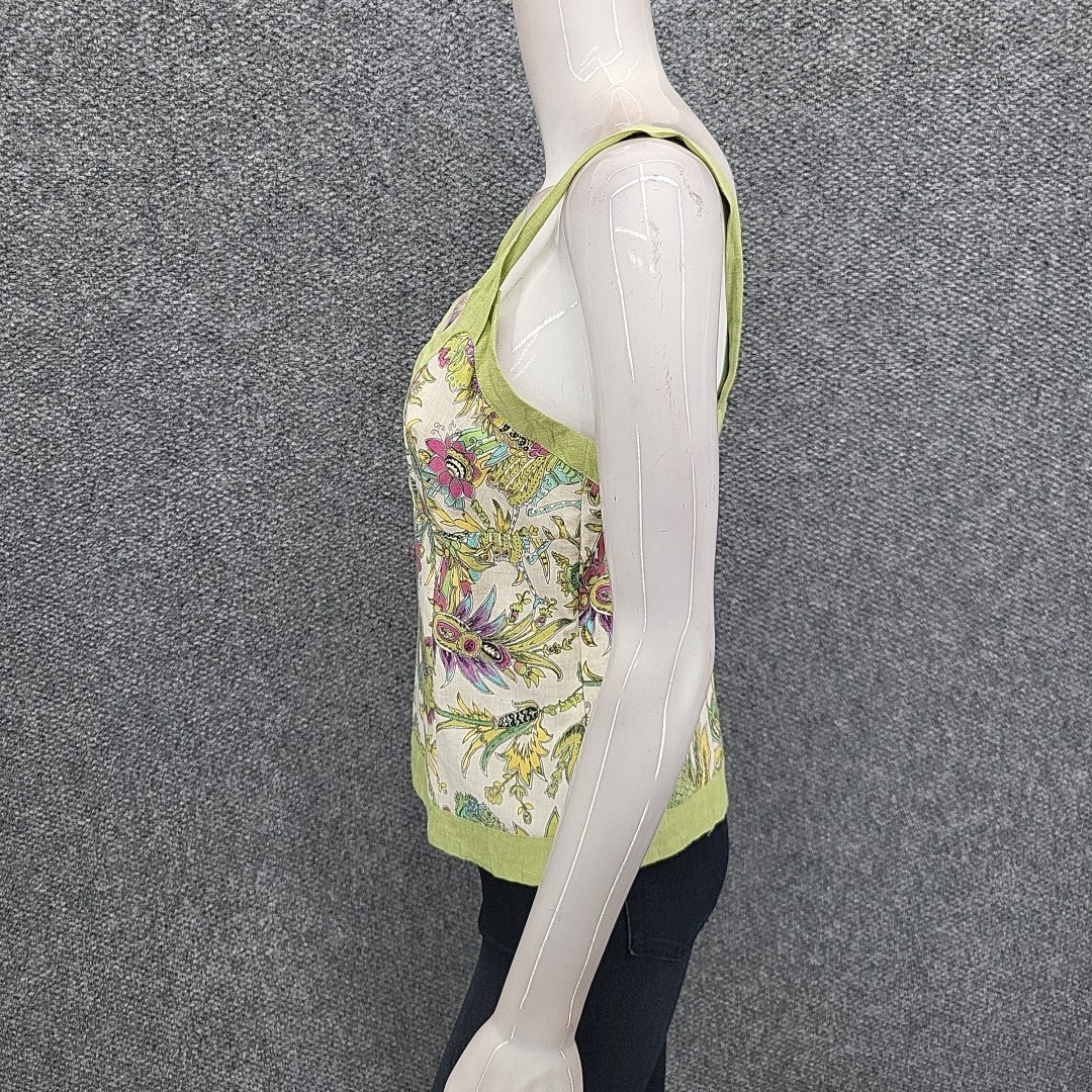 Lino Russo Womens Dressy Sleeveless Linen Cotton Top w Side Zipper Medium Size