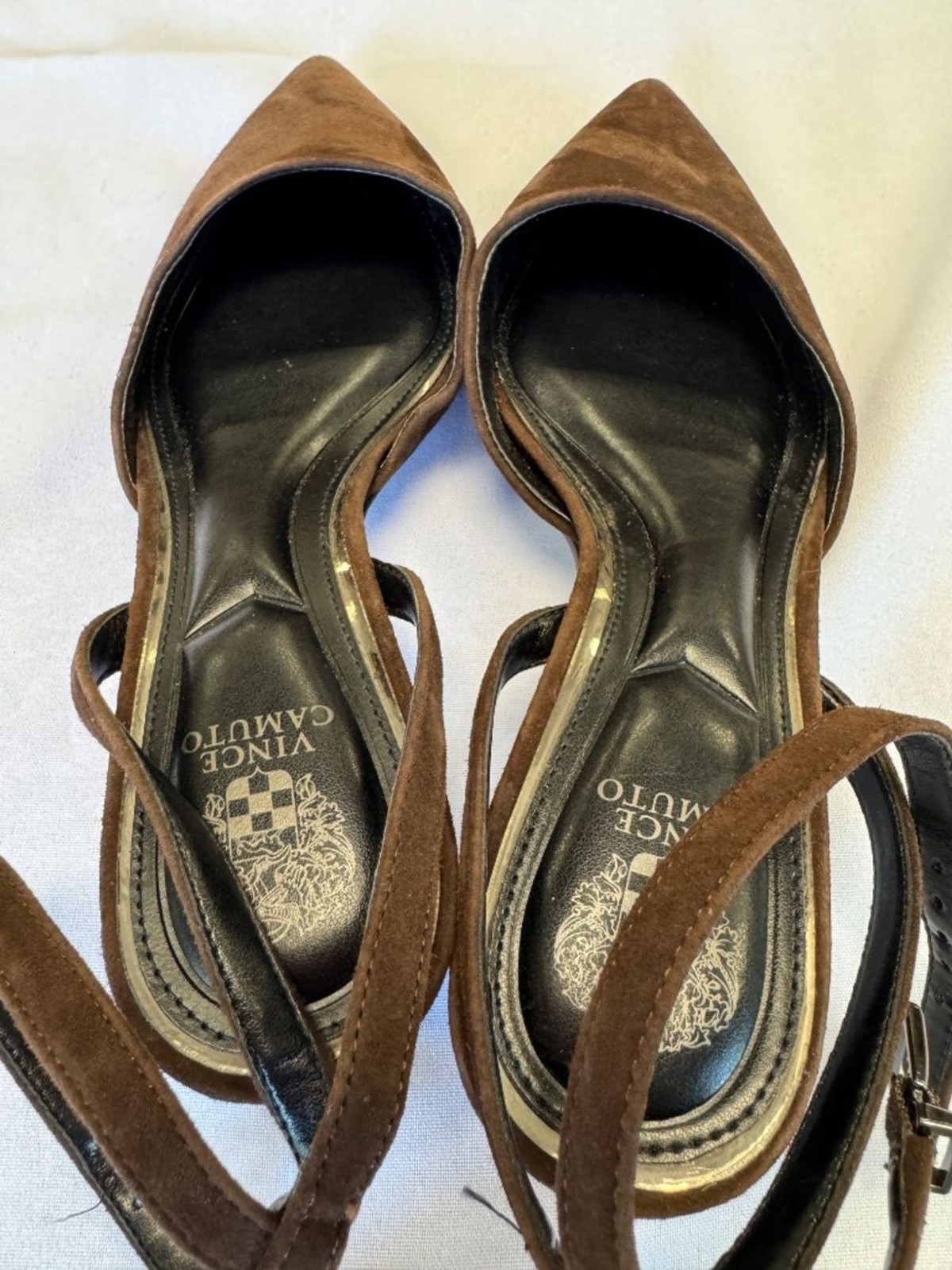 Vince Camuto Brown Suede Irva Slingback Kitten Heel Pumps Size 7.5