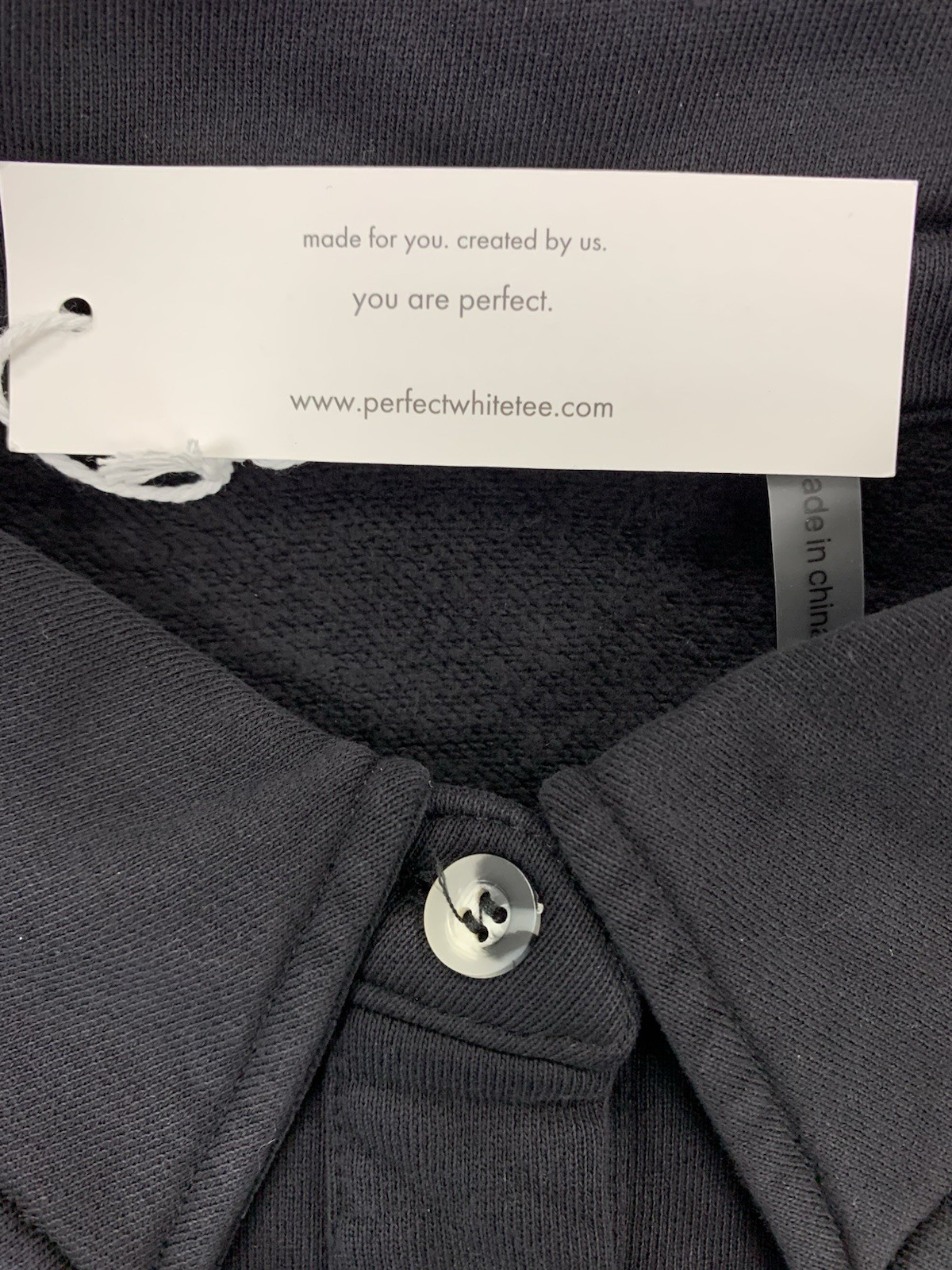 Perfect White Tee Vinny Fleece Henley Sweatshirt Women’s Size Large True Black