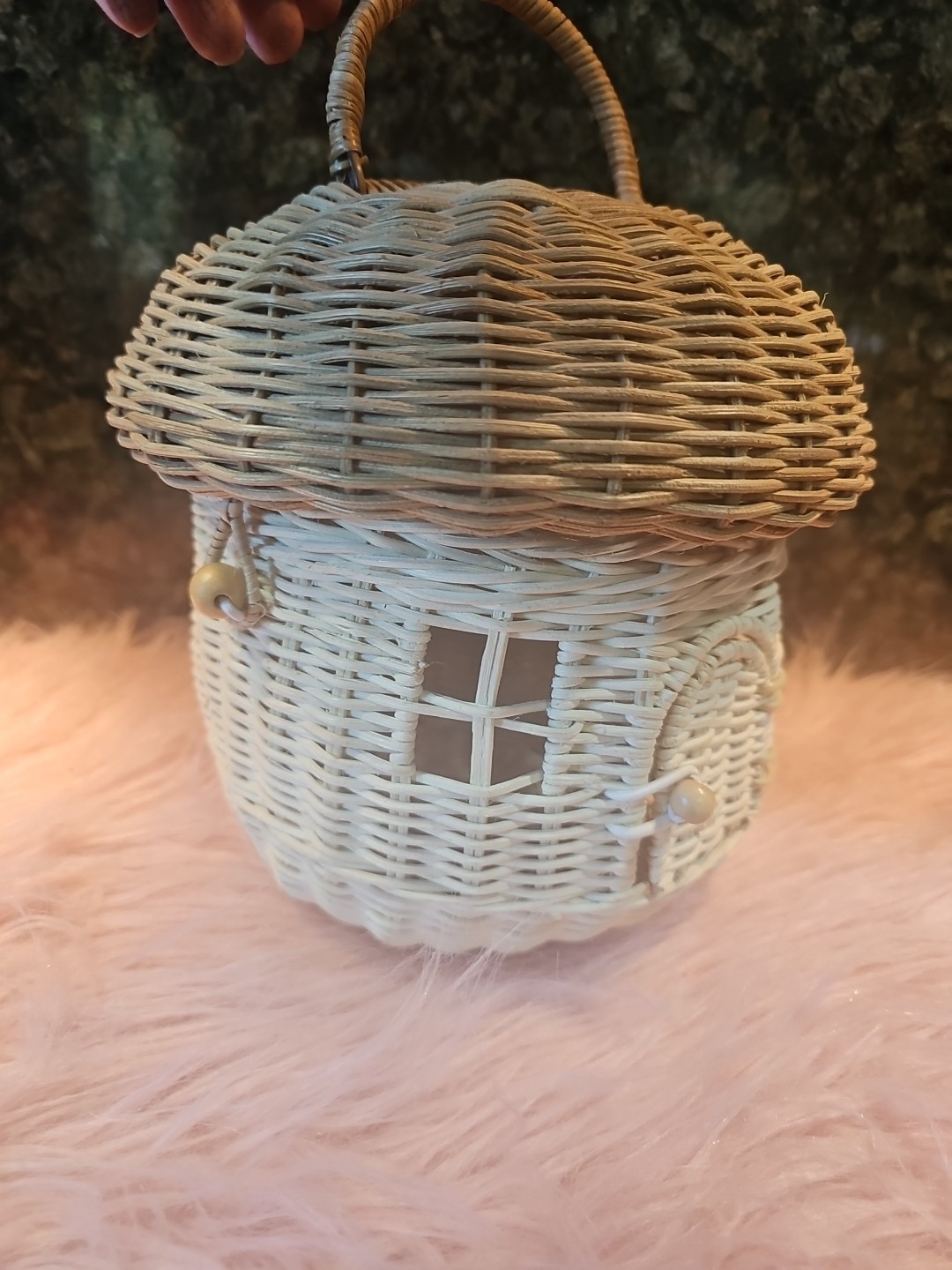 Rattan Mushroom Basket Bag Wicker Woven Women Handbags Beach Straw Bag Box