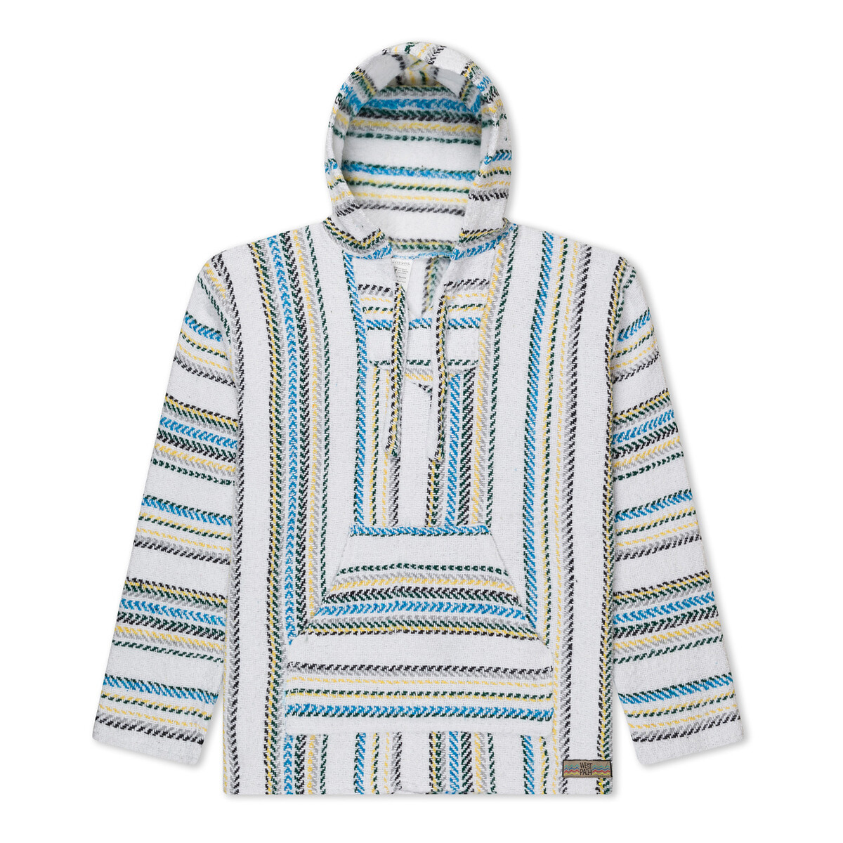 Drug Rug Baja Hoodie | White Mexican Poncho Soft Inner Lining S, M, L, XL, XXL