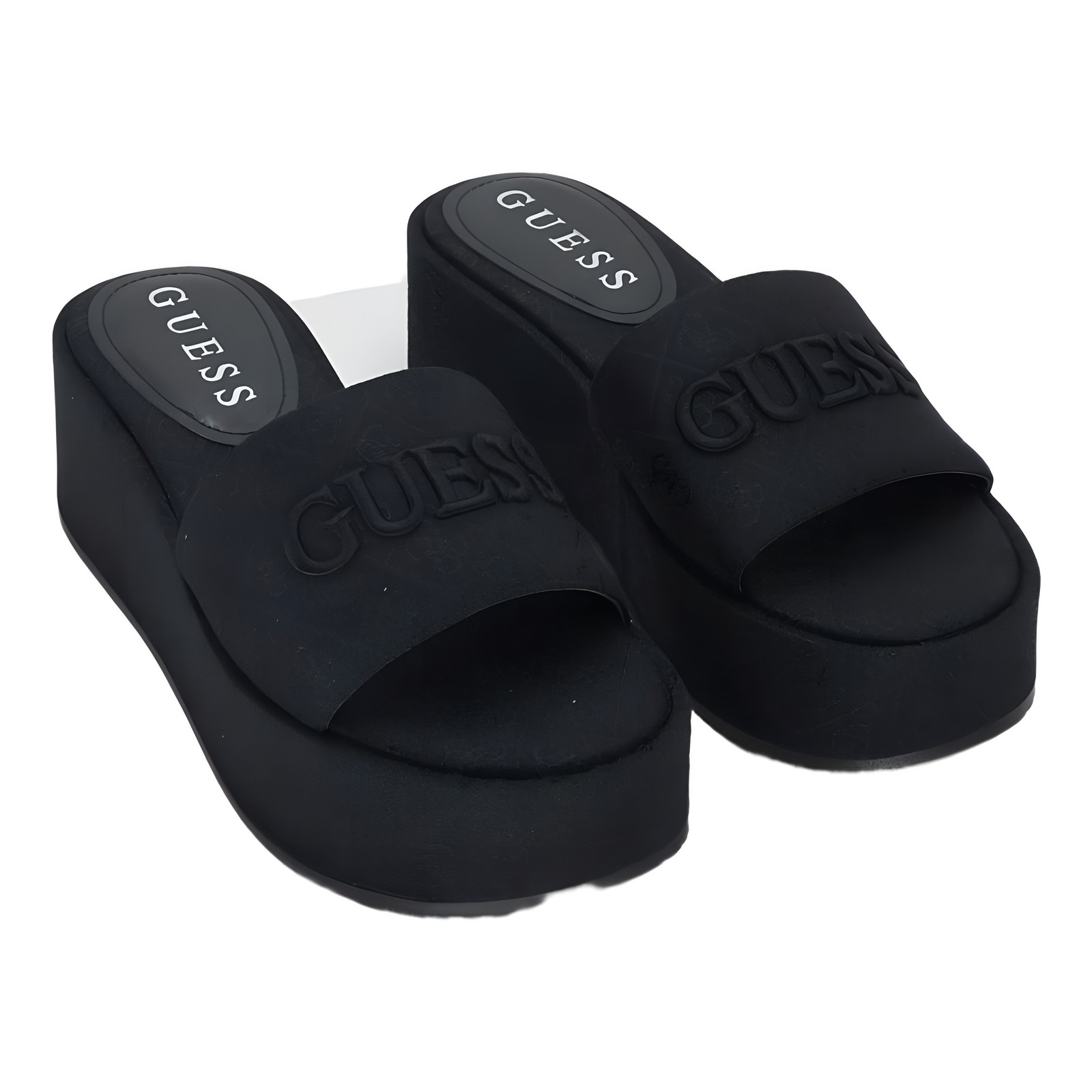 GUESS Bintai 2.36in Platform Slide Sandal Black Womens 9M