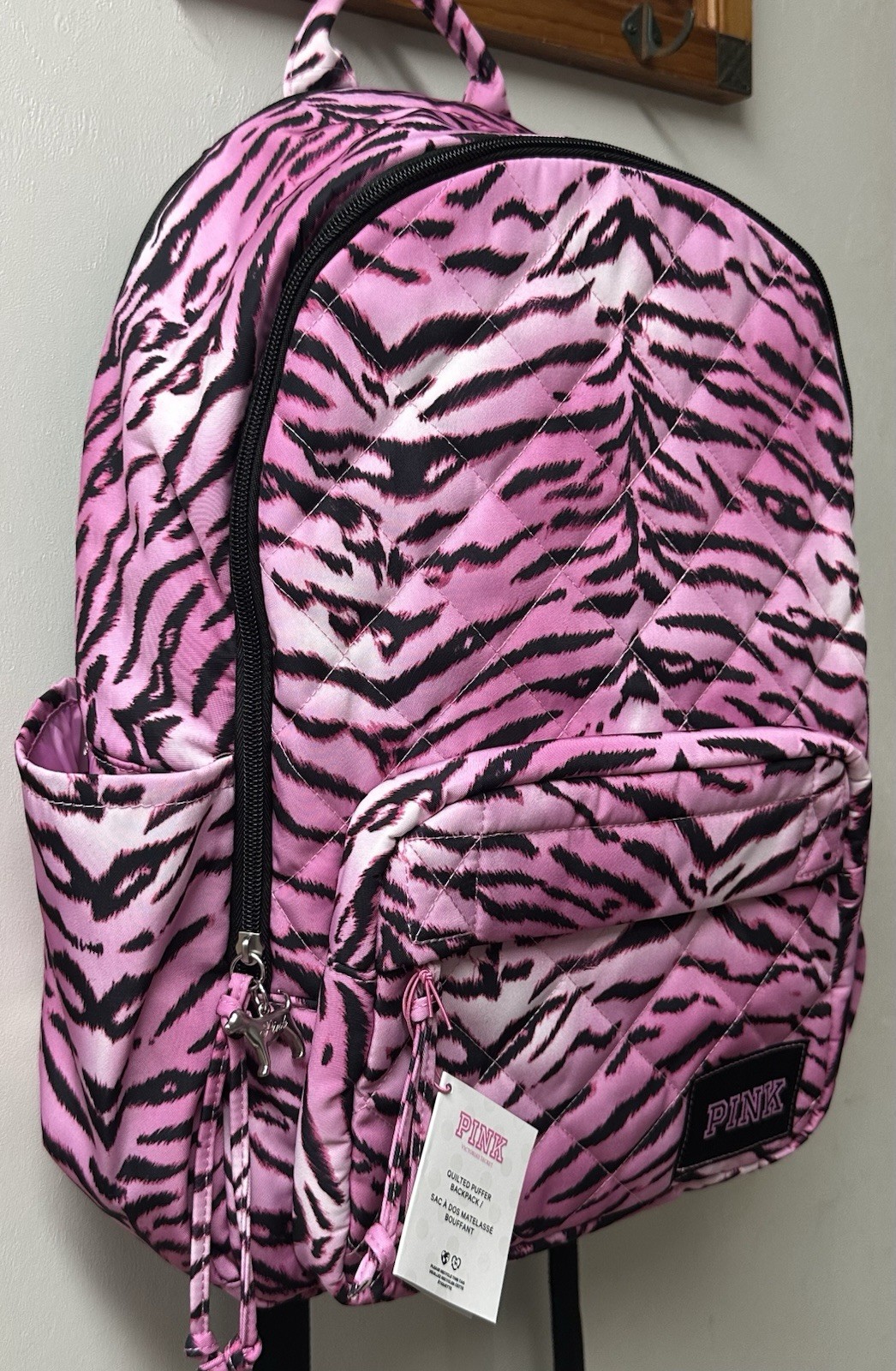 Victorias Secret Pink Quilted Backpack Bookbag In Pink Zebra New 2026