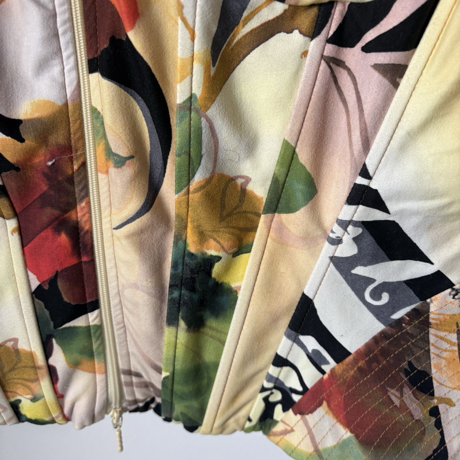 Alberto Malaki Multiple Colored Zip Front Jacket Top XL