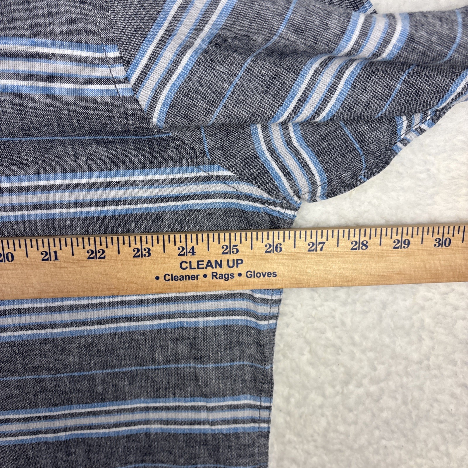 Sun + Stone Men’s 2XL Gray Blue Striped Long Sleeve Button Up Linen Shirt NEW