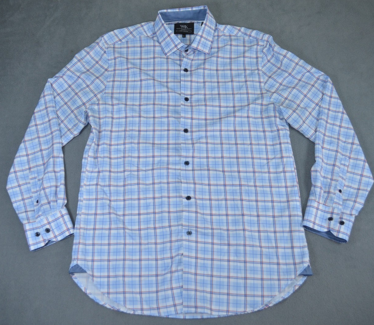 WRK Shirt Mens 4 Way Stretch Dress Button Up Sz 16.5 Plaid Print