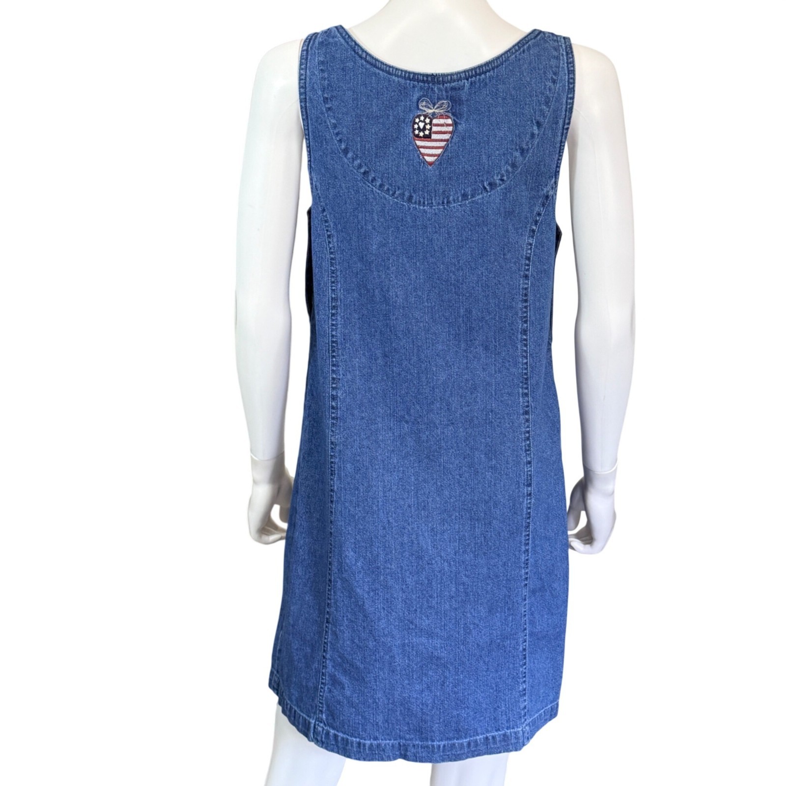 Christopher & Banks Womens Denim Jumper Dress Blue S 100% Cotton Patriotic