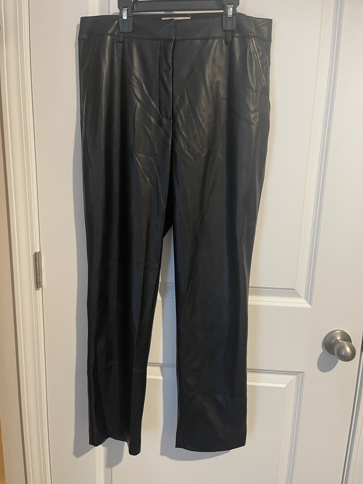 Philosophy Womens Size 14 Faux Leather Straight Leg Pants 2 front Pockets Goth