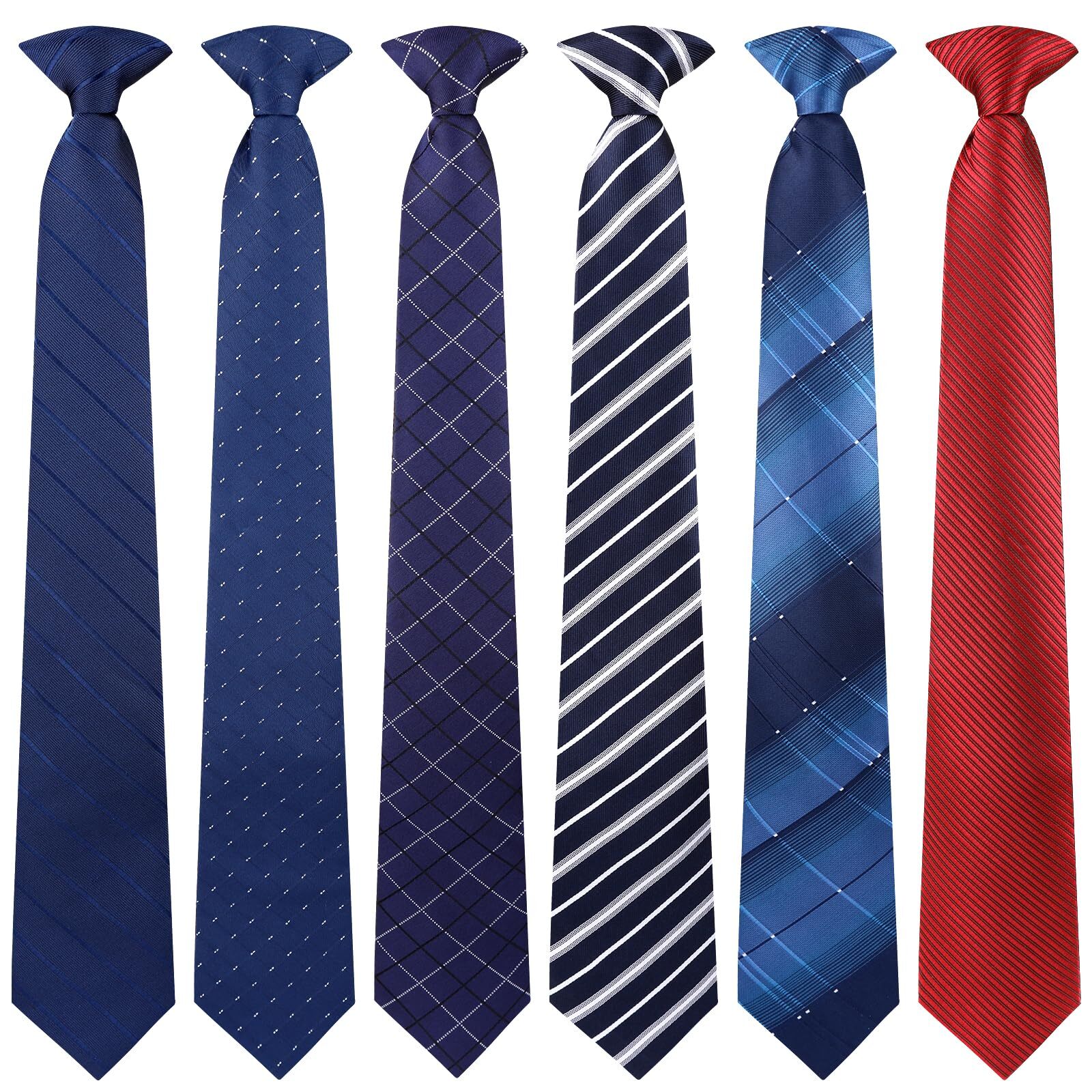 Clip on Ties for Men 6 Packs Solid Color Men’s Tie Clip on Necktie 20 Inches