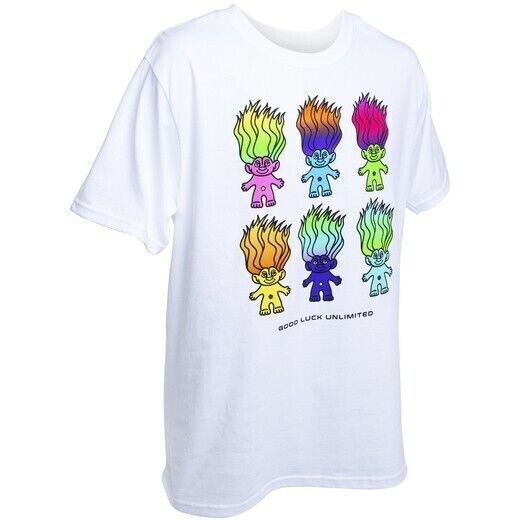 Good Luck Trolls Mens Good Luck Unlimited Rainbow Trolls White Shirt New S-XL