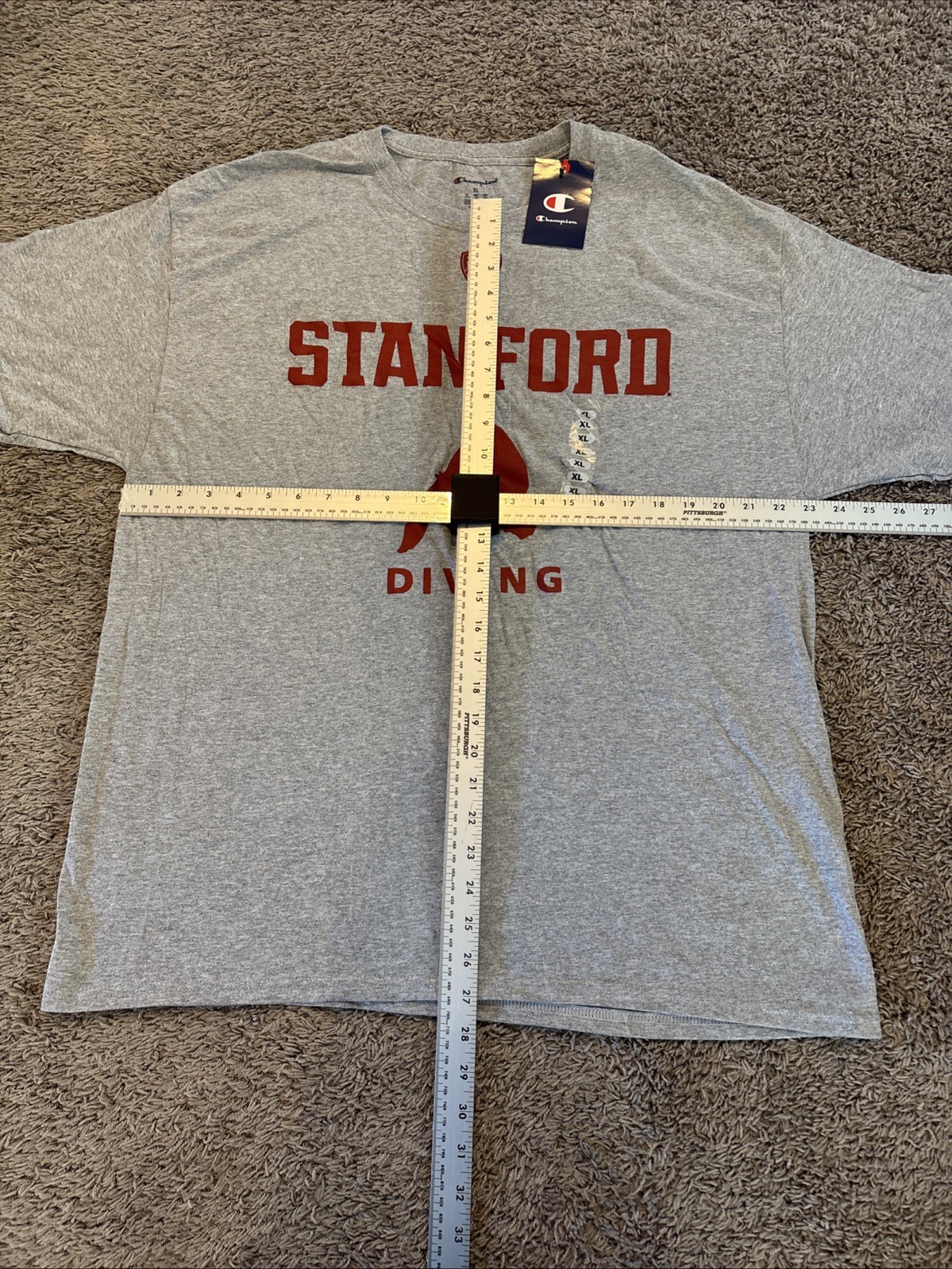 Champion Stanford Diving Graphic Tee Cardinal Red Gray PAC-12 Men’s Size XL NWT