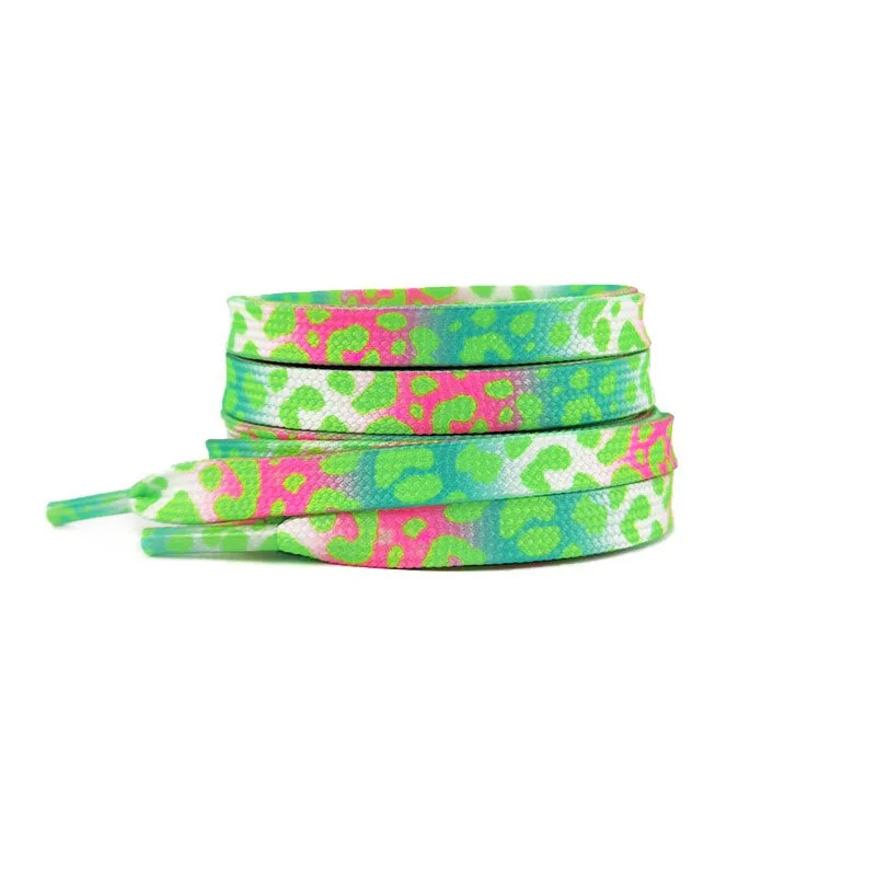 Fashion Flat Shoelaces for Sneakers Color Leopard Print Tie-dye Gradient Shoelac