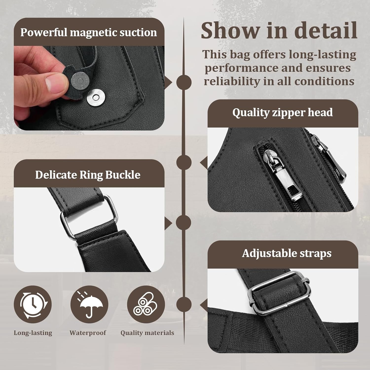 Double Shoulder Armpit Bag for Men, Anti-theft Bag with Double Shoulder Straps,