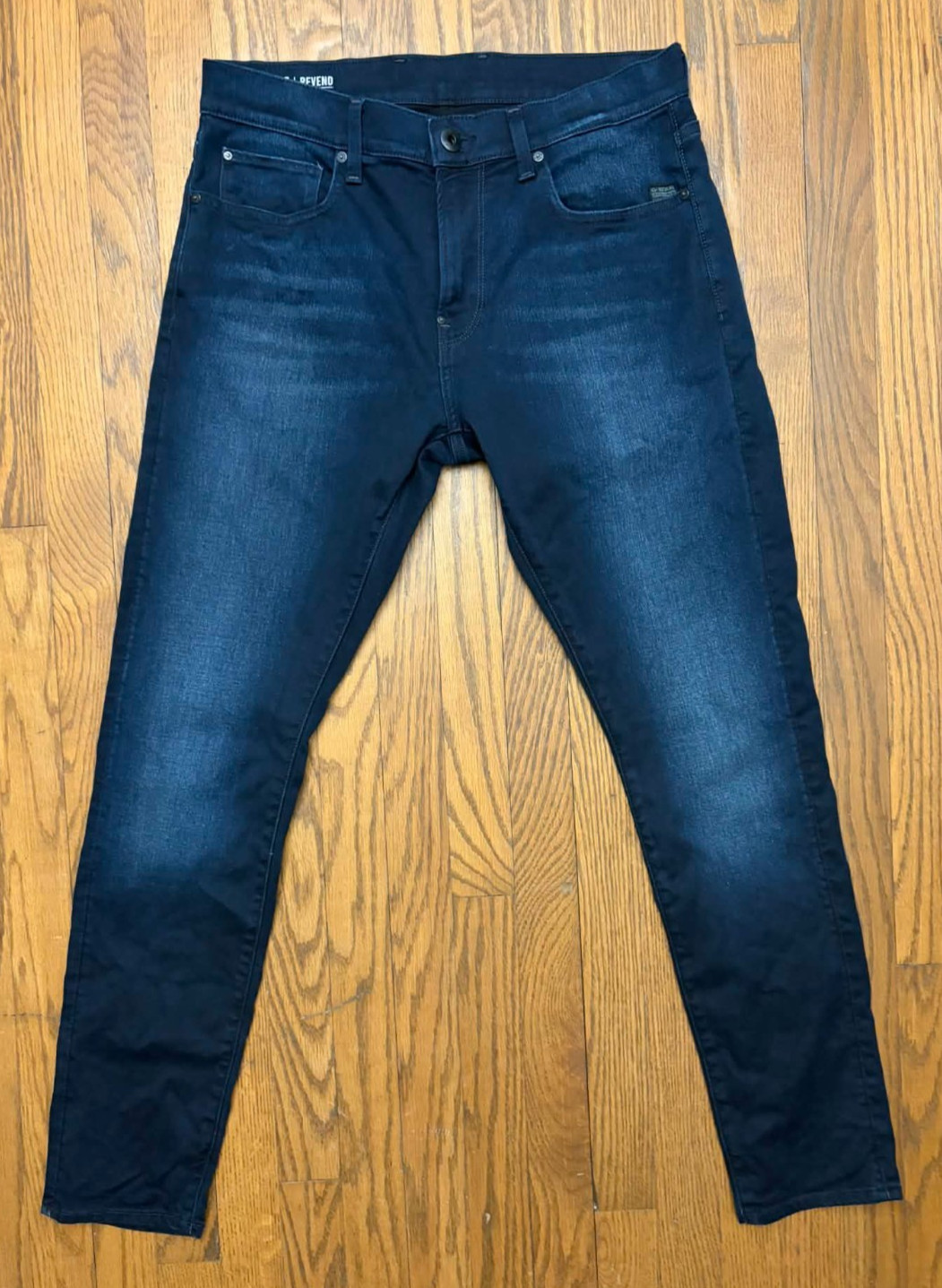 G Star Raw Jeans Mens 33×31 Dark Blue Revend Skinny Stretch Fade Whisker