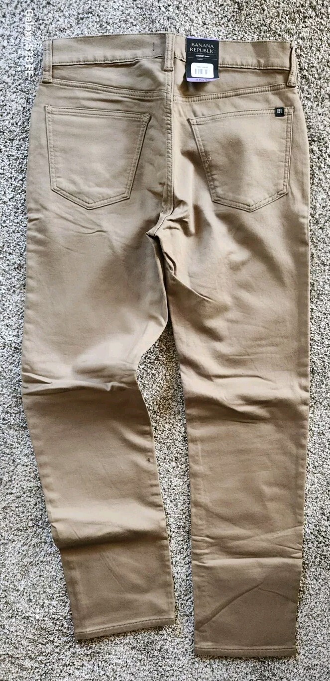NWT Mens Banana Republic 5 Pocket Slim 98% Cotton BLUE BLACK TAN 30-40”