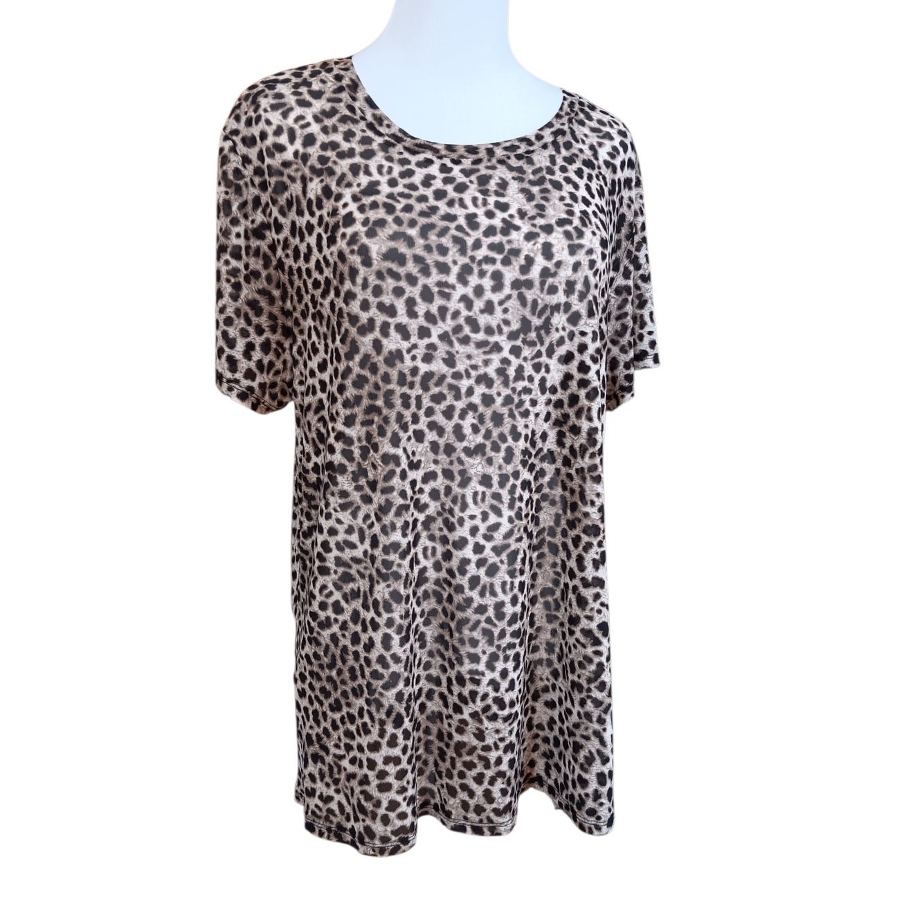 NEW TORRID 3 Leopard Mesh Tee Plus Size 3X Sheer Top Blouse Layer Sexy Cheetah