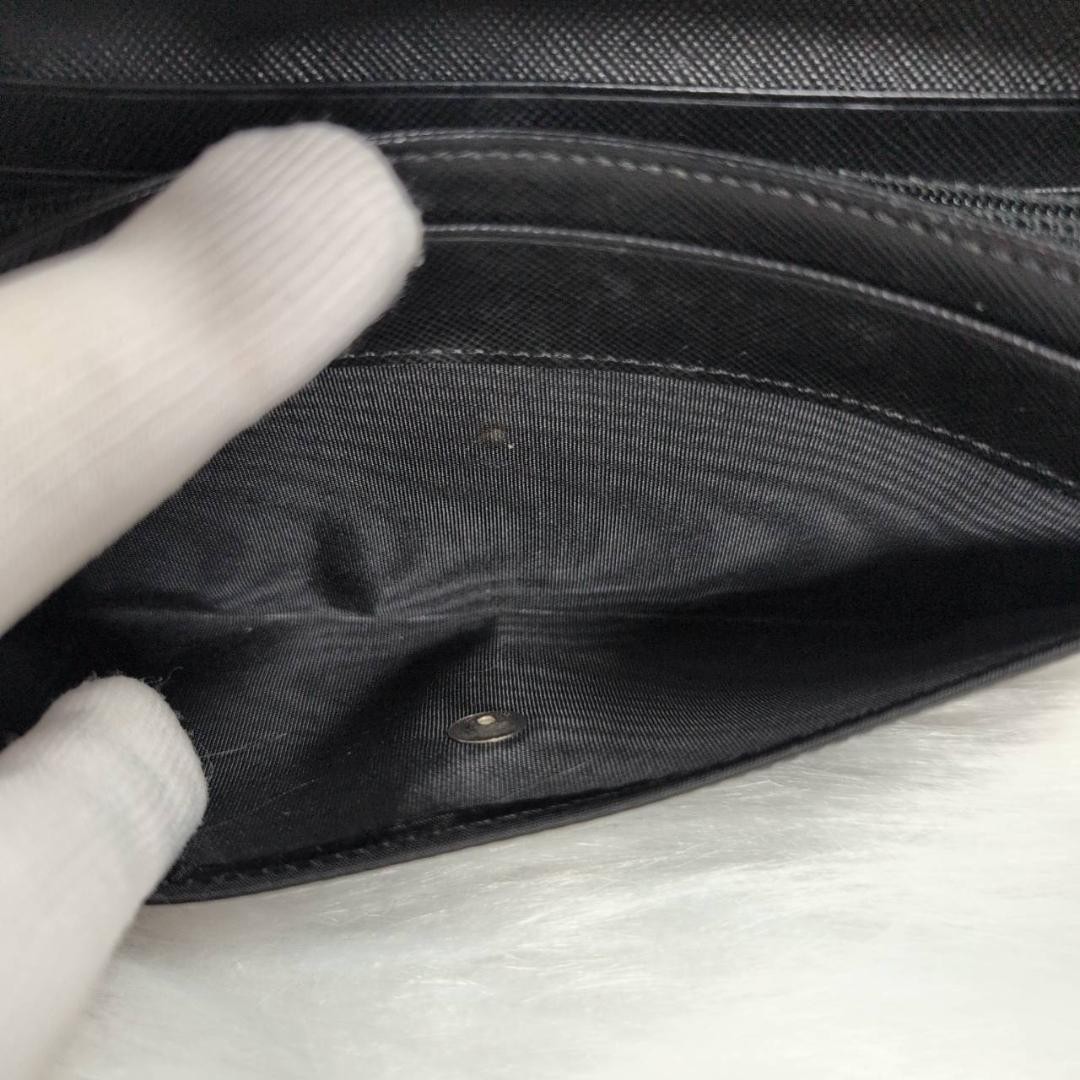 PRADA Triangle Logo Plate Nylon Leather Bi Fold Long Wallet 1M1037