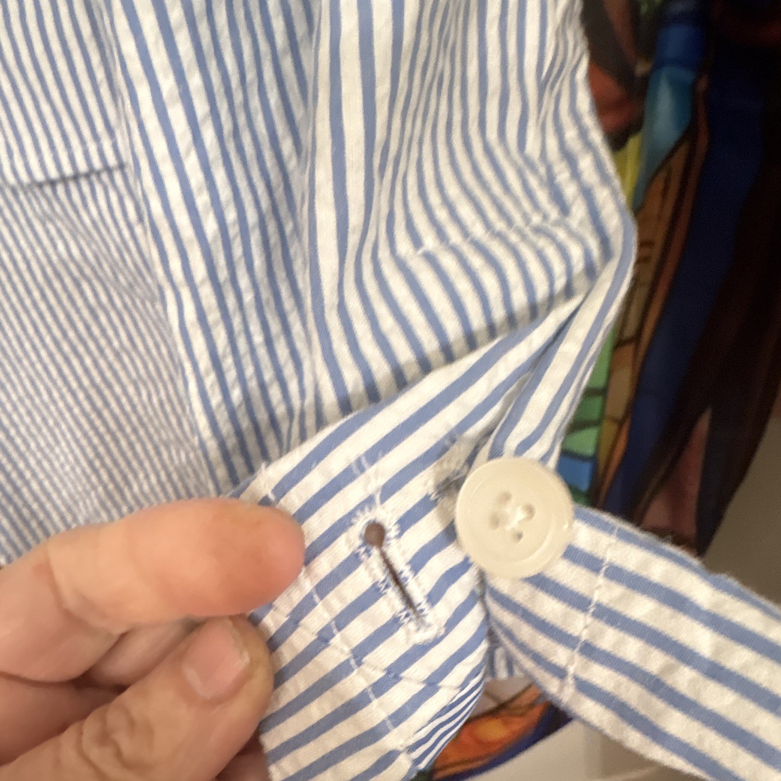Cremieux Seersucker Pinstripe Jacket Size L. Excellent Condition.