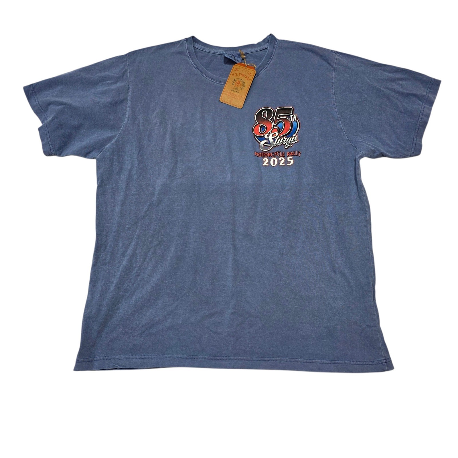 NEW US Vintage 85th Sturgis Motorcycle Rally 2025 T Shirt Blue XXL Cotton NWT