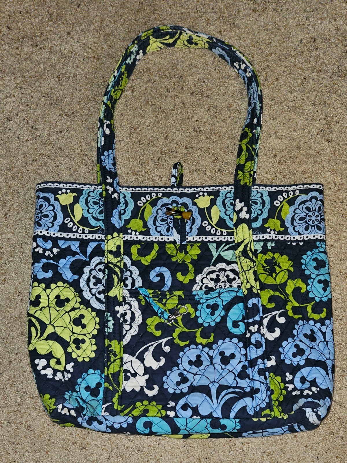 Disney Vera Bradley “Wheres Mickey” Large Tote Retired Blue Green Navy Teal