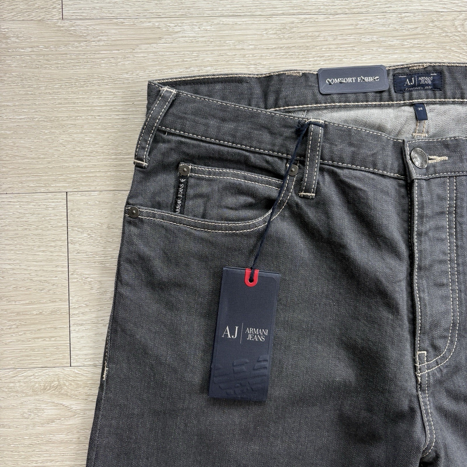 BNWT Emporio Armani Jeans J21 Regular Fit Stretch Denim W34 L34 Grey Mens