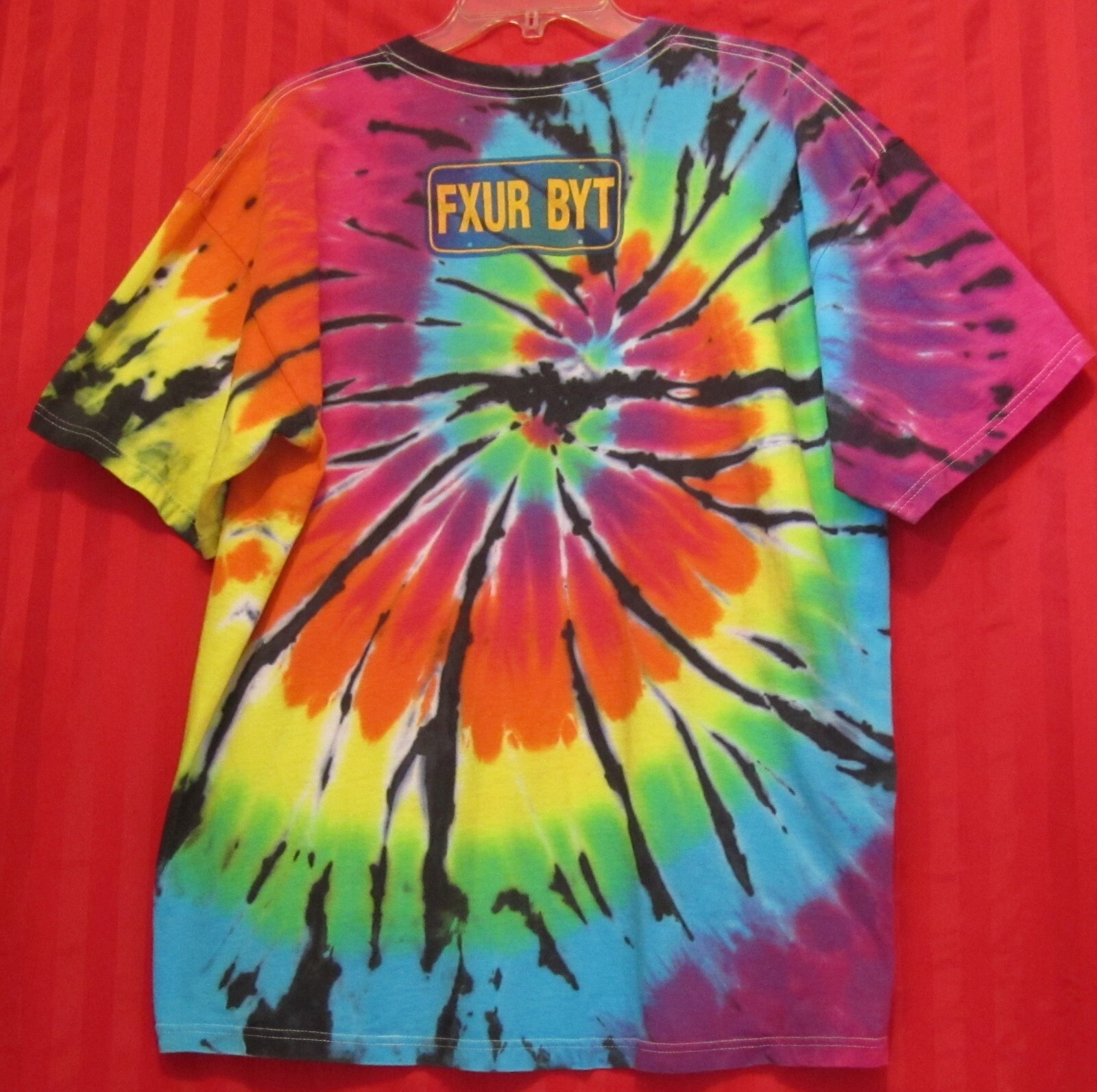 Men’s Anvil FXUR BYT Short Sleeve Tie Dye Cotton T-Shirt Blue Red Size XL