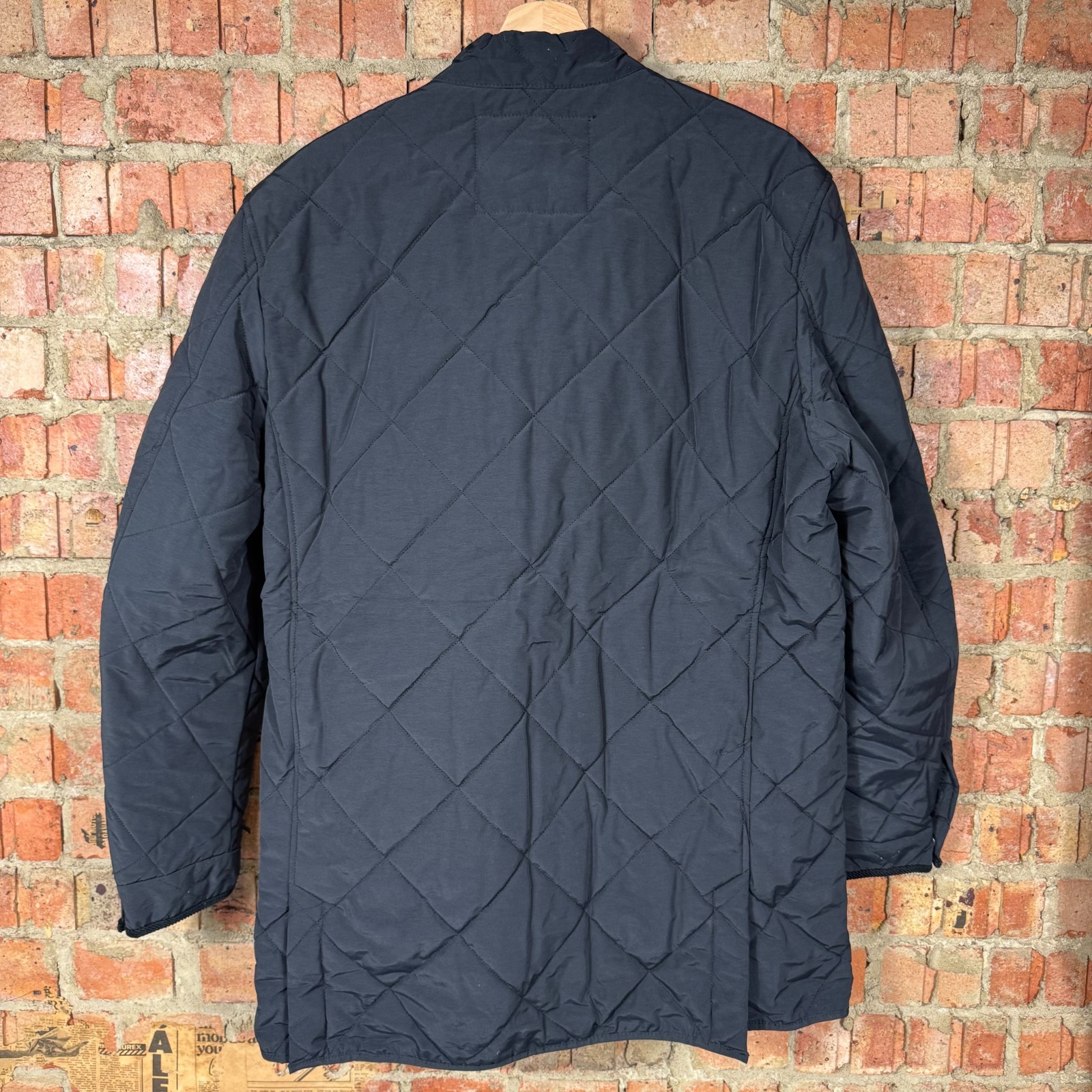 Orvis Quilted Field Jacket Black Diamond Quilt Snap Zip Coat Mens Medium