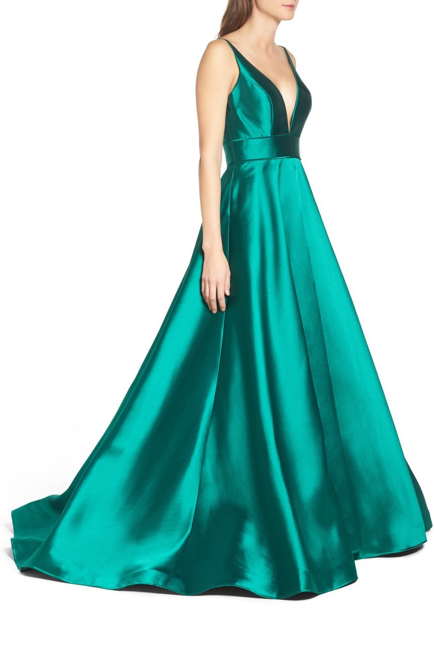 IEENA MAC DUGGAL 55010i Emerald Plunging Sweetheart A-Line Maxi Ball-Gown 0 = XS