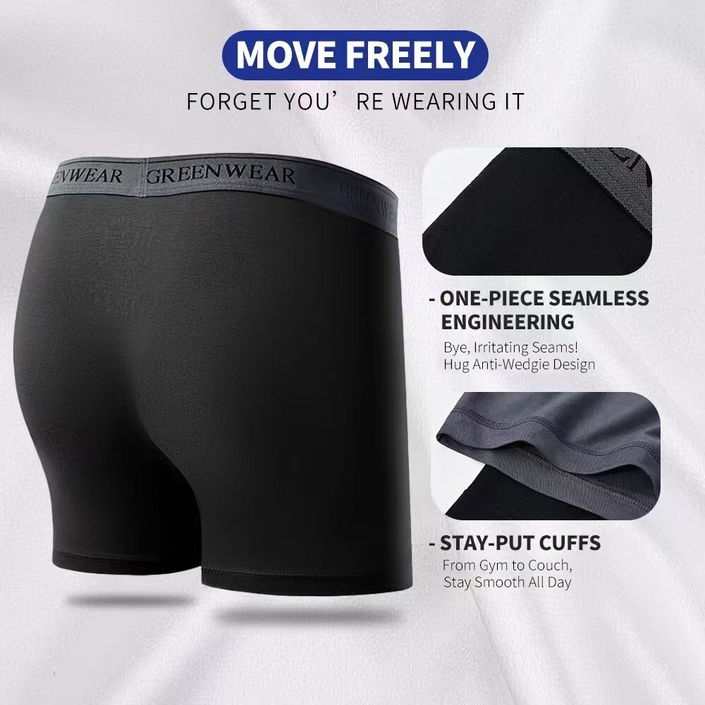 GREENWEAR Men’s Dual Pouch Boxer Briefs 4 Pack – Modal Mens Underwear,Breathable