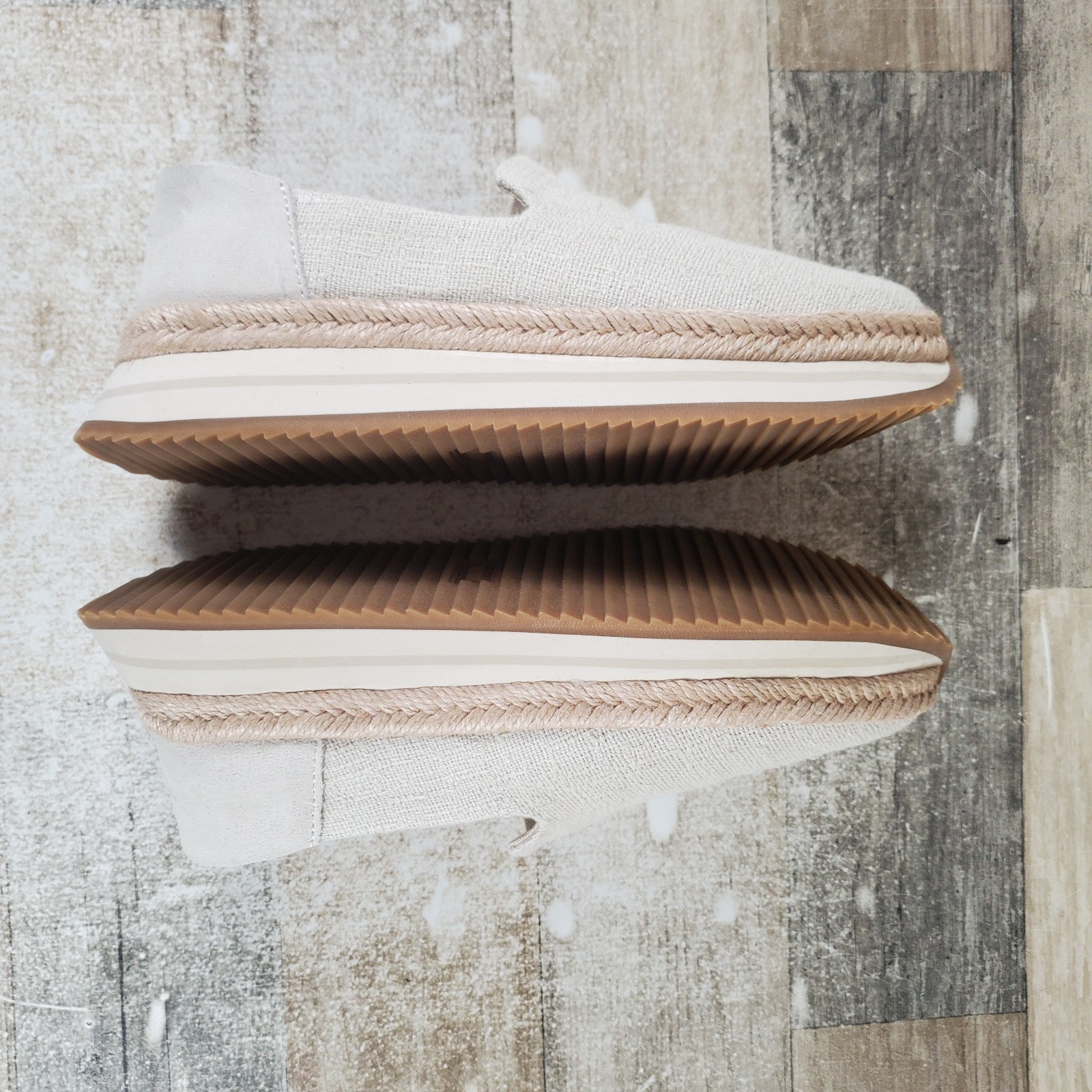 Toms Jocelyn Espadrille Womens Sneakers Sz 5.5 Cream Textile Fog Two Tone Shoes