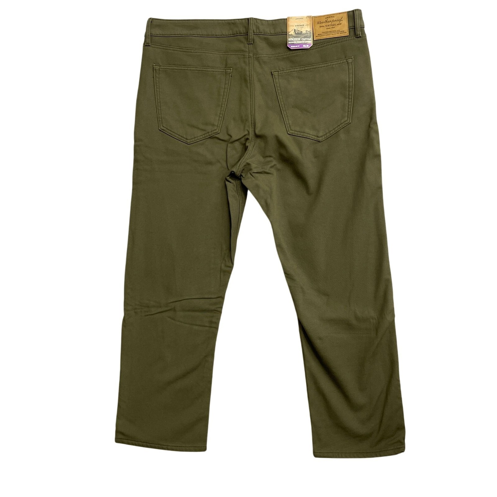 NEW Weatherproof Vintage Men’s 40×30 Regular Fit Green Stretch Canvas Workwear