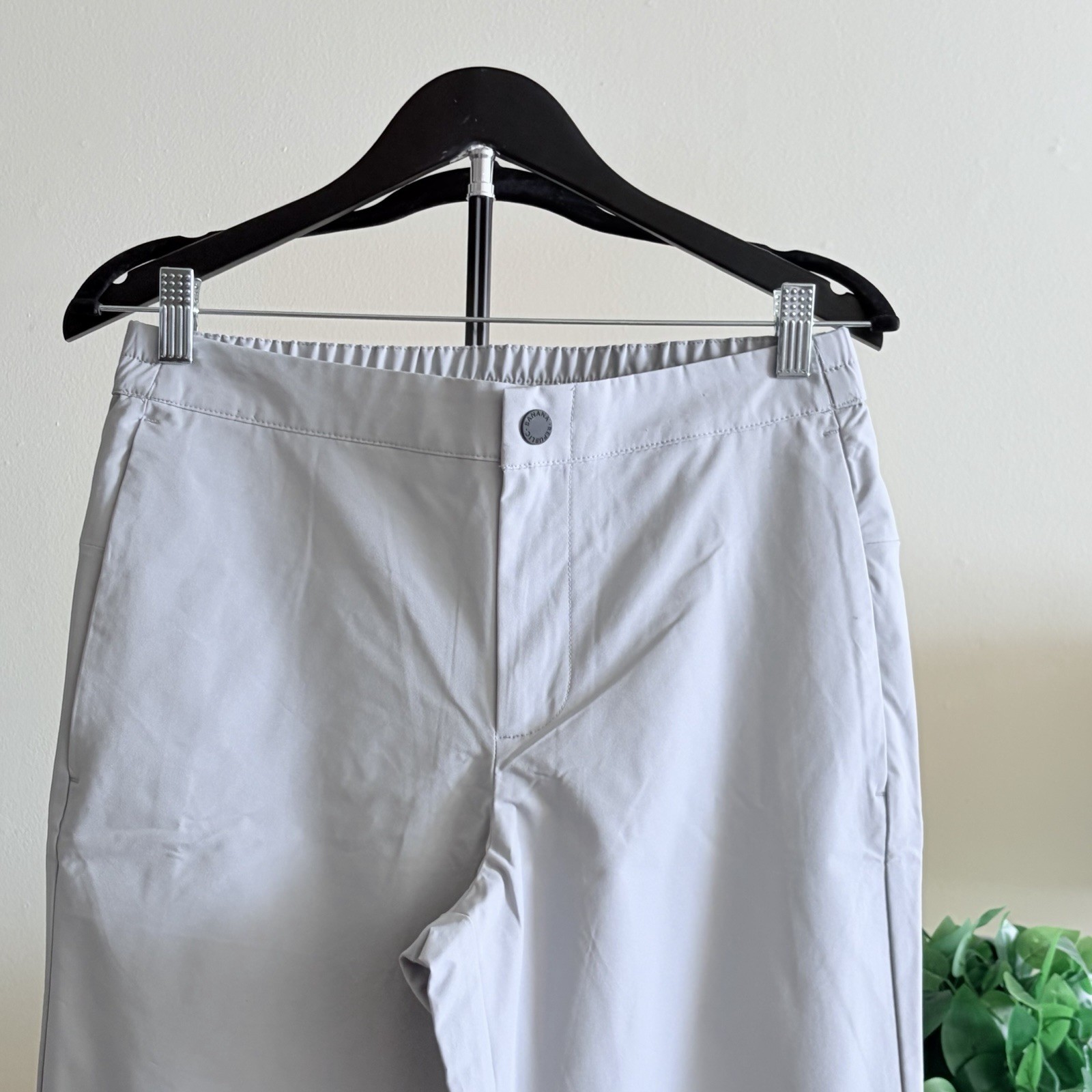 Banana Republic Women Dress Pants 30 Light Gray Tailored Button Closure